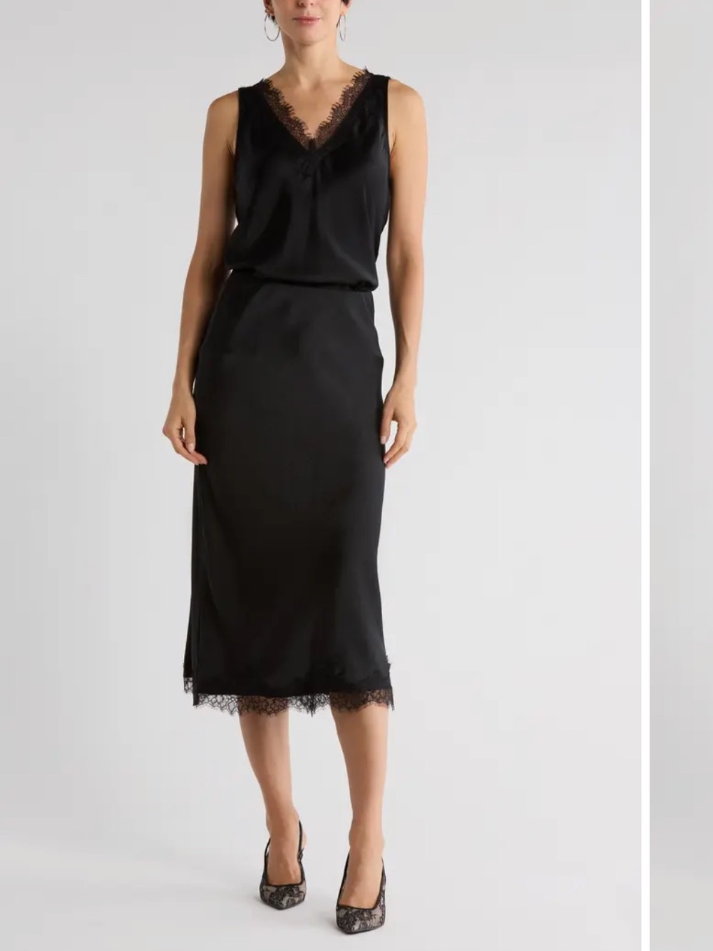 Lace Trim Midi Skirt